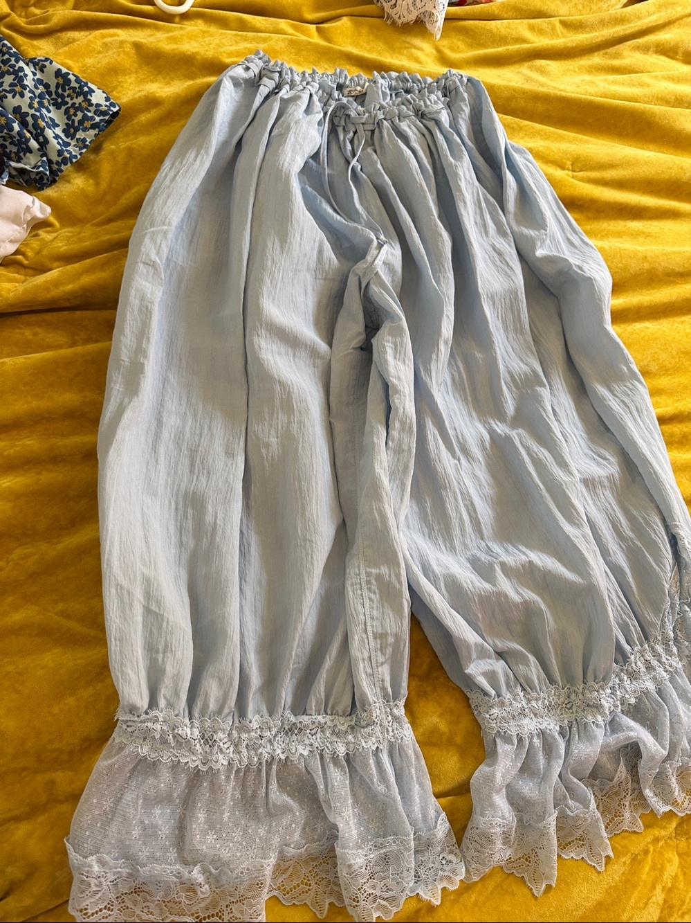 Free People Forever Young Bed Jacket & Bloomer Pants Set Skyride Blue NWT - Picture 5 of 7